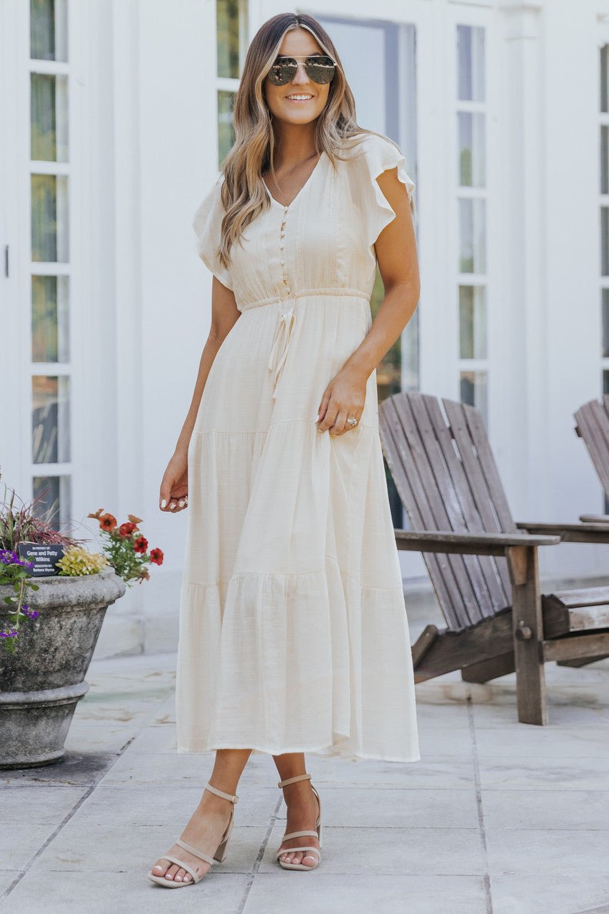 Celine Crochet Lace Tiered Boho Midi Dress Magnolia Boutique