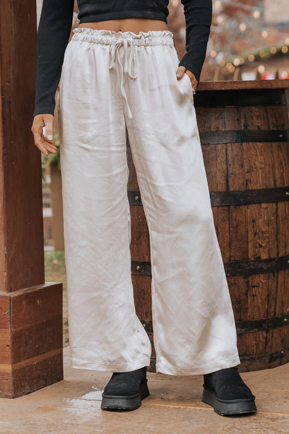 Satin wideleg pants - Women