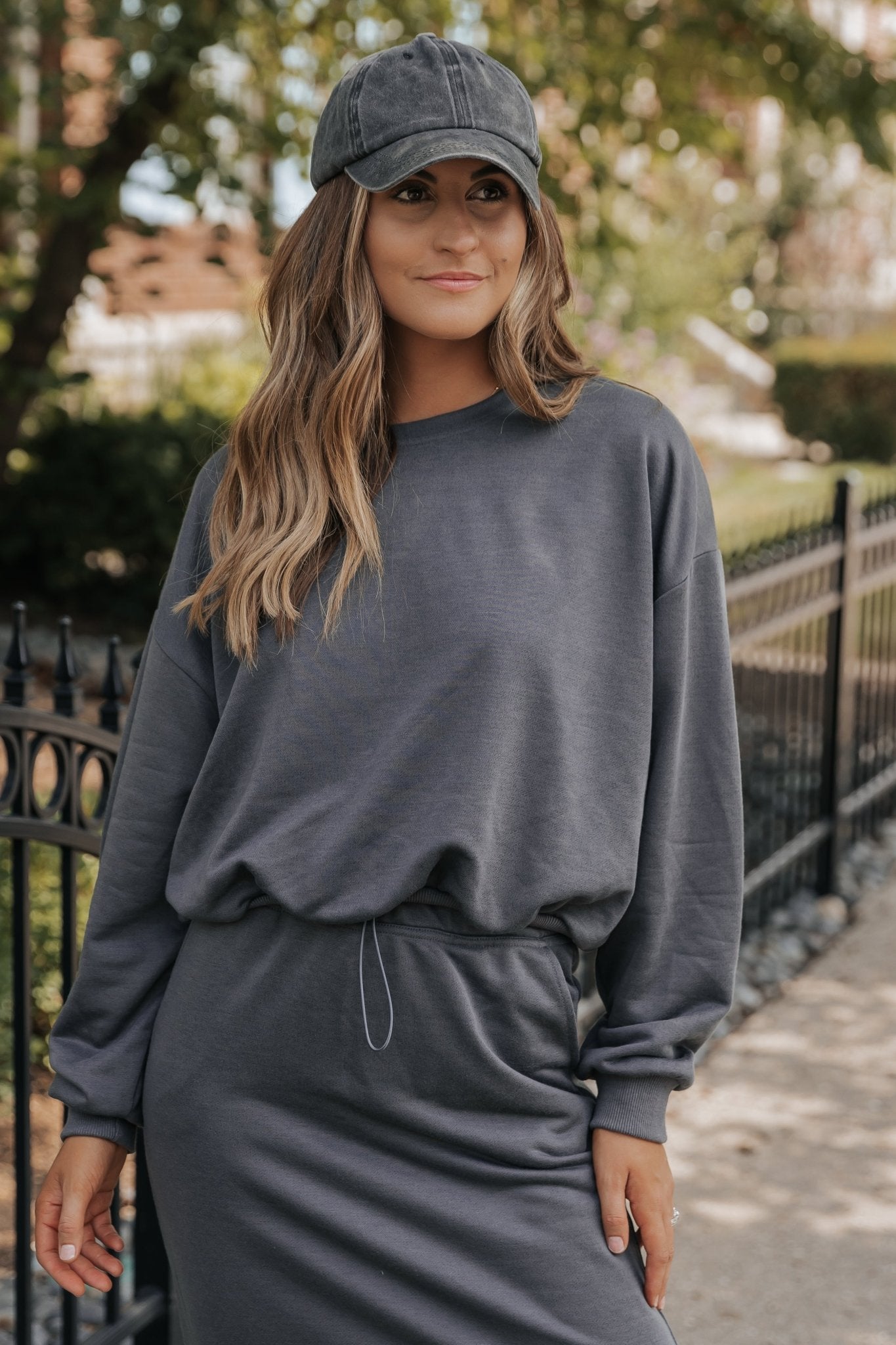 Charcoal French Terry Bubble Hem Pullover - Magnolia Boutique
