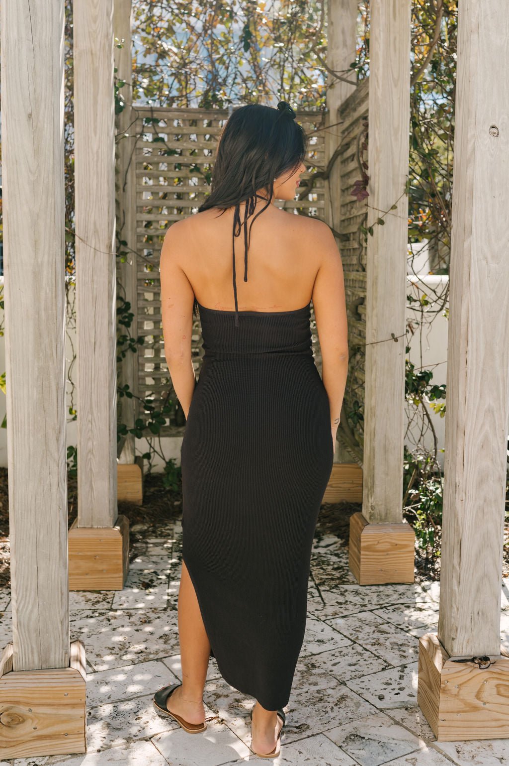 Charcoal Ruched Halter Midi Dress – Magnolia Boutique