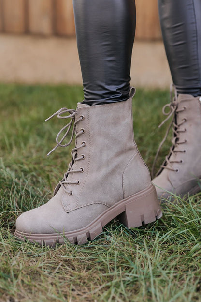 Chinese Laundry Newz Taupe Combat Boots - Magnolia Boutique