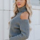 Christa Sea Green Cold Shoulder Turtleneck Sweater - FINAL SALE - Magnolia Boutique