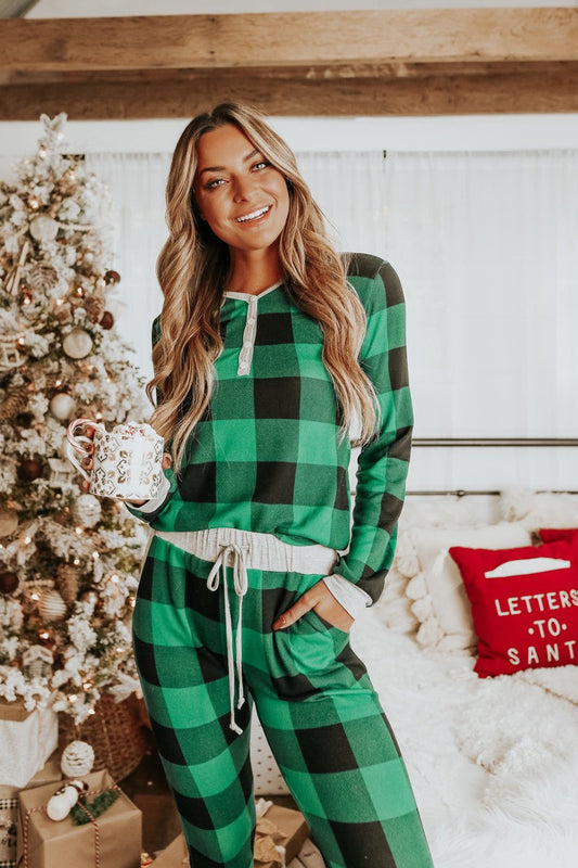 Christmas Morning Green Plaid Pajama Set - FINAL SALE - Magnolia Boutique
