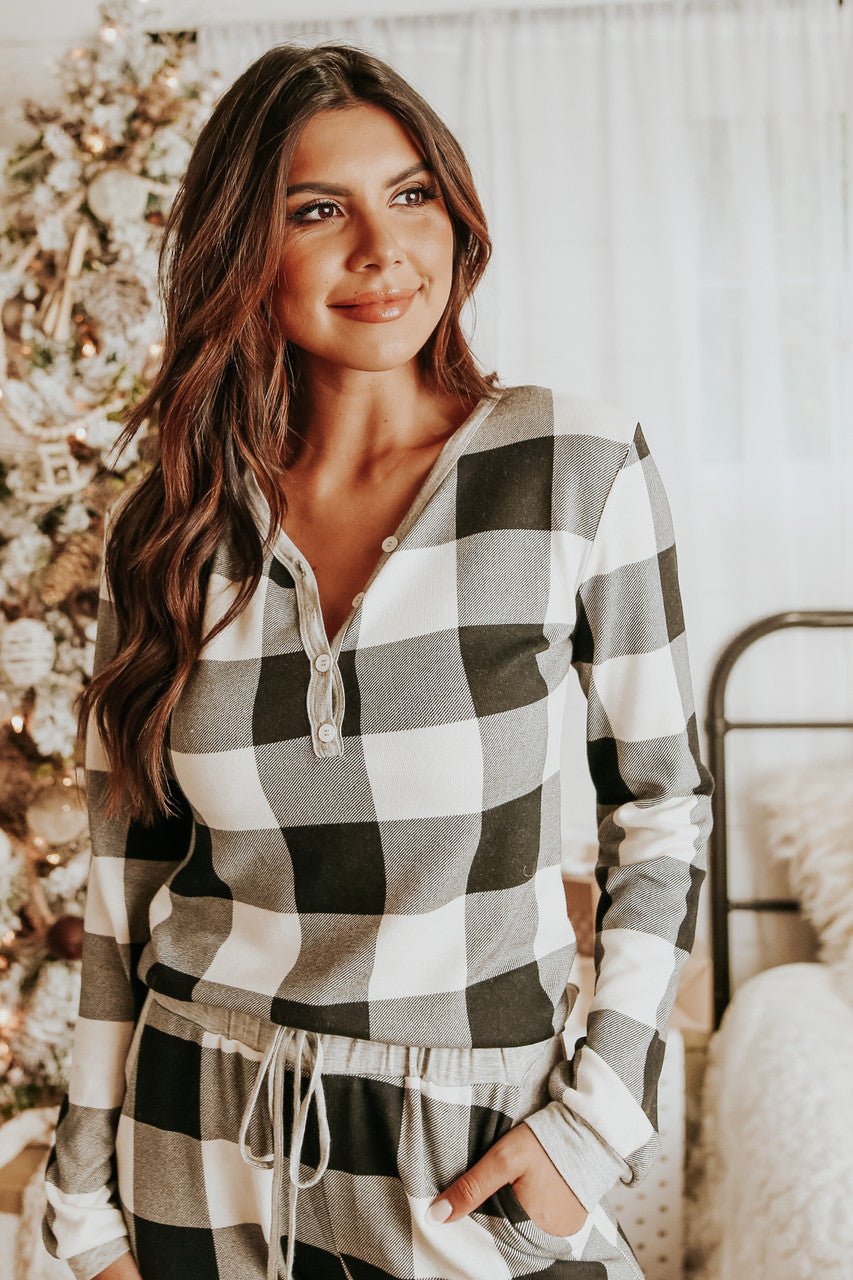 Christmas Morning Ivory Plaid Pajama Set - FINAL SALE - Magnolia Boutique