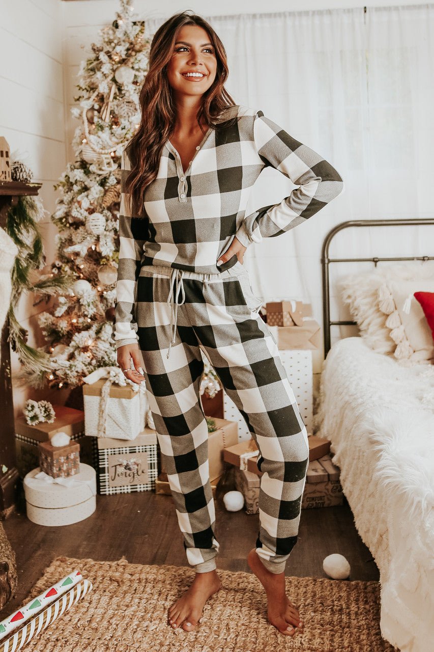 Christmas Morning Ivory Plaid Pajama Set - FINAL SALE - Magnolia Boutique