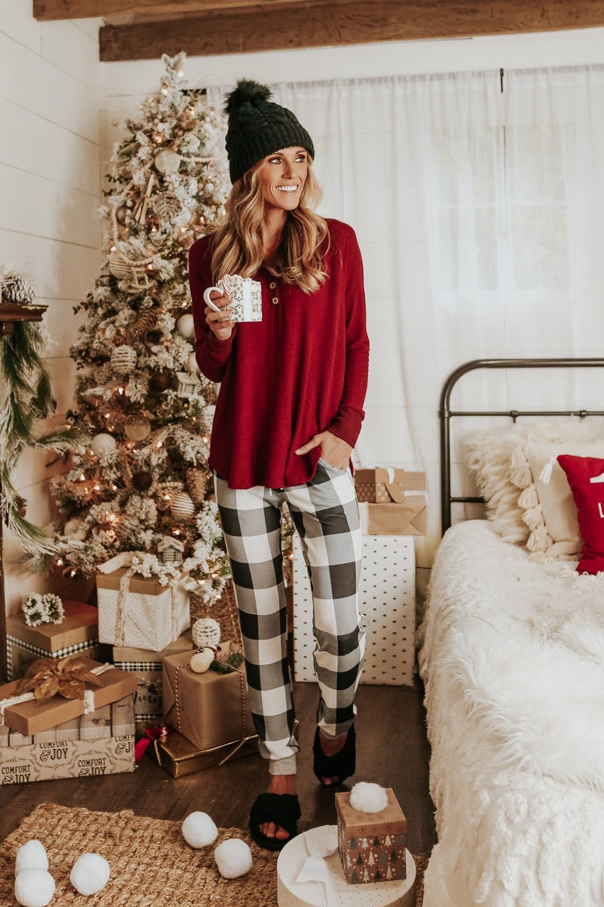 Christmas Morning Ivory Plaid Pajama Set - FINAL SALE - Magnolia Boutique