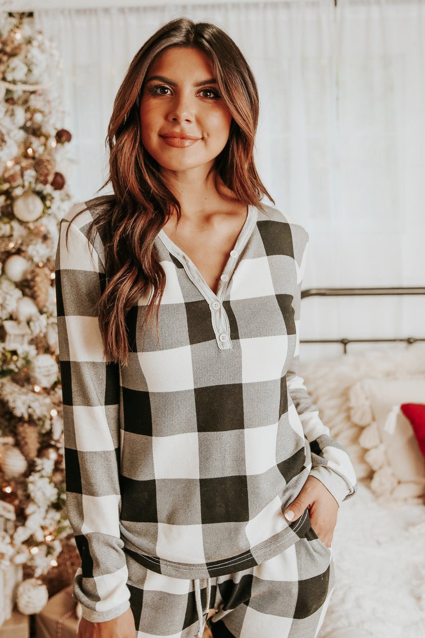 Christmas Morning Ivory Plaid Pajama Set - FINAL SALE - Magnolia Boutique