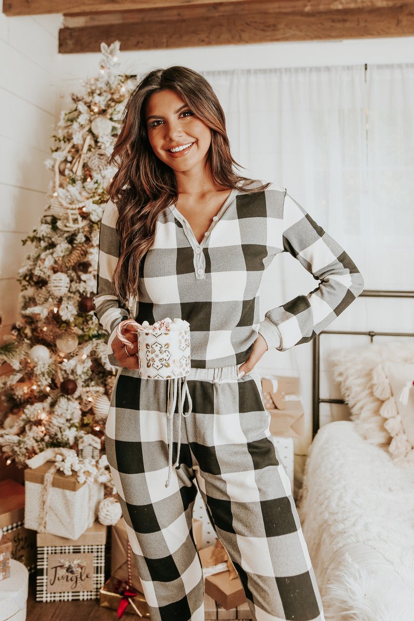 Christmas Morning Ivory Plaid Pajama Set - FINAL SALE - Magnolia Boutique