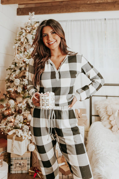 Christmas Morning Ivory Plaid Pajama Set - FINAL SALE - Magnolia Boutique