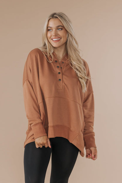 Clay French Terry Ribbed Hoodie - Magnolia Boutique