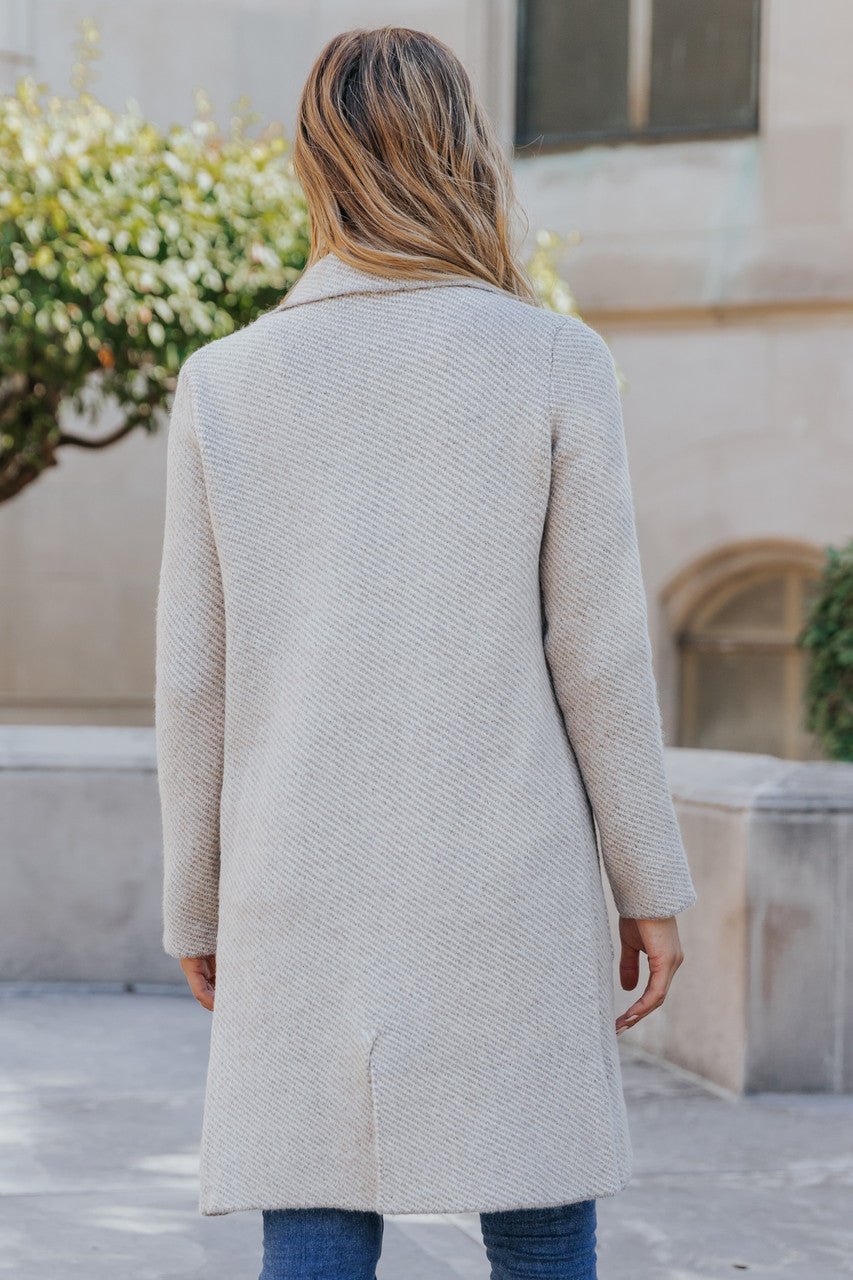 Club Chic Heather Grey Long Double Breasted Coat - FINAL SALE - Magnolia Boutique