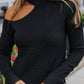 Cold Shoulder Cutout Black Mock Neck Sweater Top - Magnolia Boutique