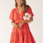 Coral Puff Sleeve Tiered Mini Dress - FINAL SALE - Magnolia Boutique