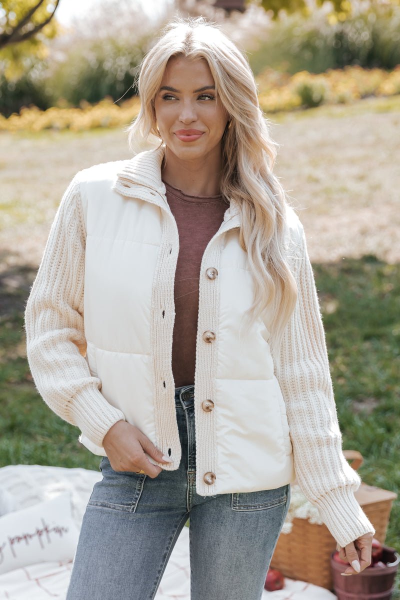 Cream Button Down Hybrid Sweater Jacket - Magnolia Boutique
