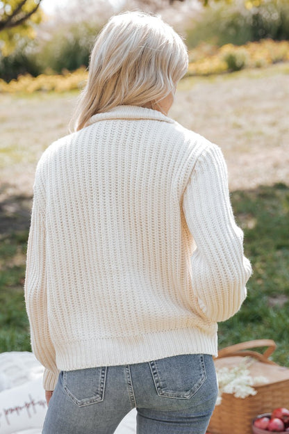 Cream Button Down Hybrid Sweater Jacket - Magnolia Boutique