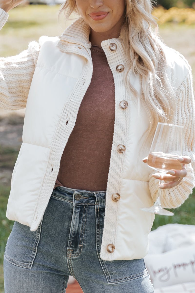 Cream Button Down Hybrid Sweater Jacket - Magnolia Boutique