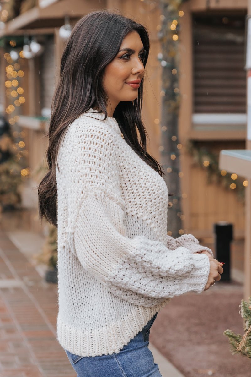 Cream Color Block Knit Sweater - Magnolia Boutique