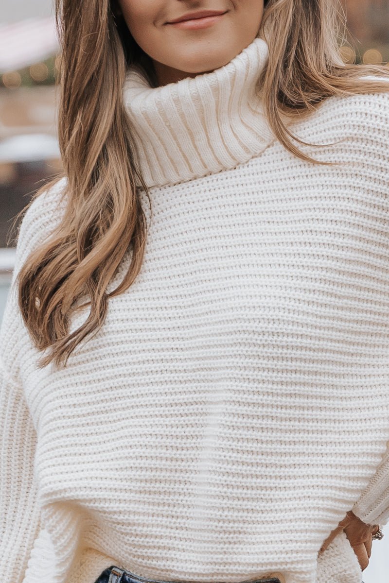 Cream Cross Back Chunky Knit Turtleneck Sweater - Magnolia Boutique