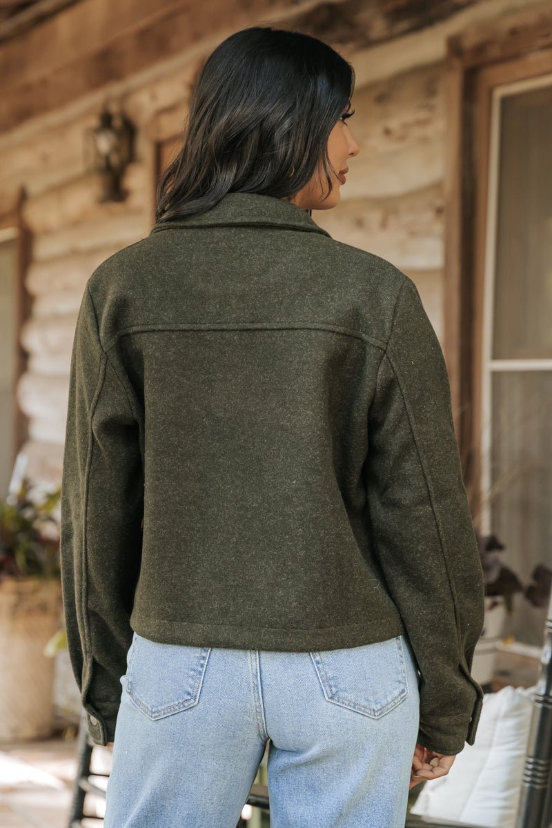 Dark green deals cropped jacket