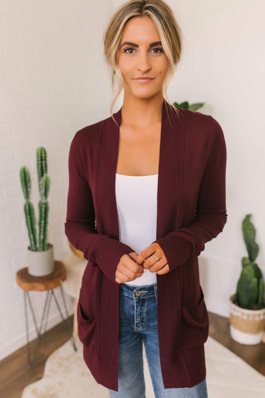 Down by the Bay Knit Cardigan - Burgundy - Magnolia Boutique