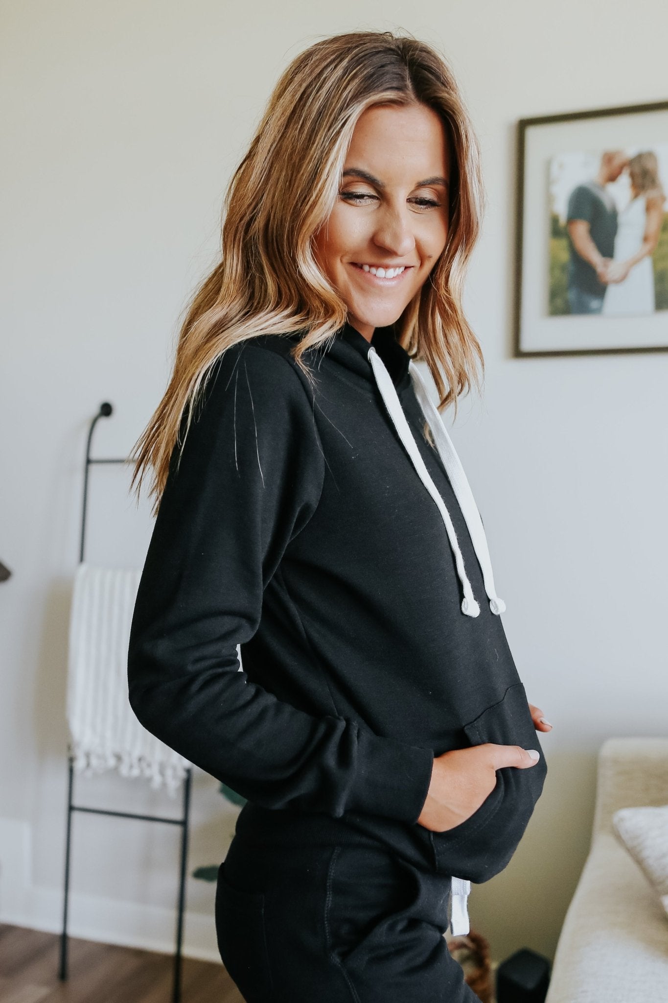 Drawstring Black Fleece Hoodie - Magnolia Boutique