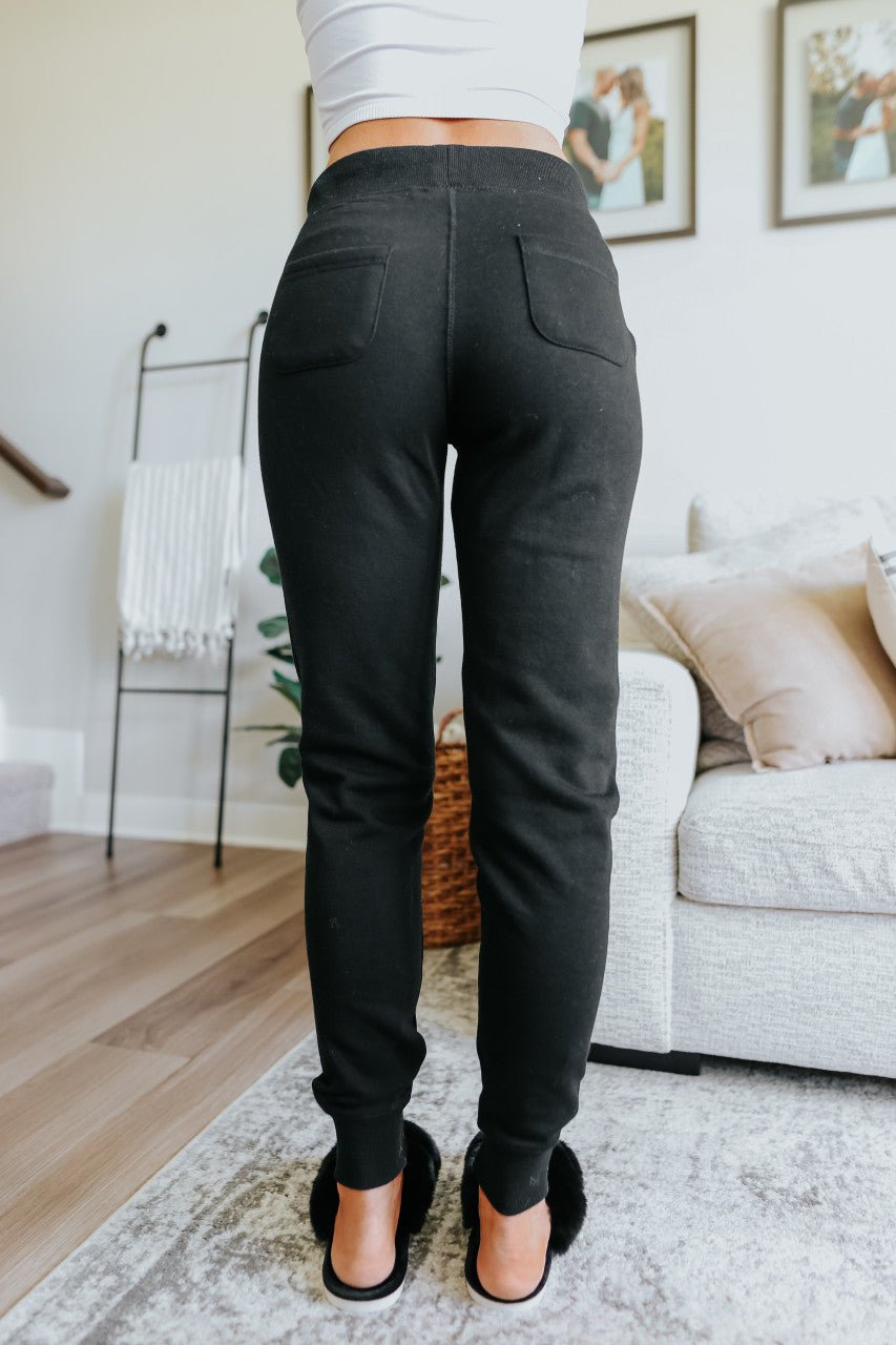 Drawstring Black Fleece Joggers - FINAL SALE - Magnolia Boutique