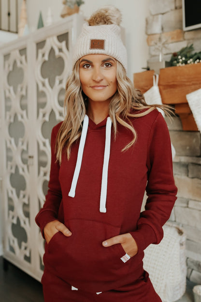 Drawstring Burgundy Fleece Hoodie - Magnolia Boutique