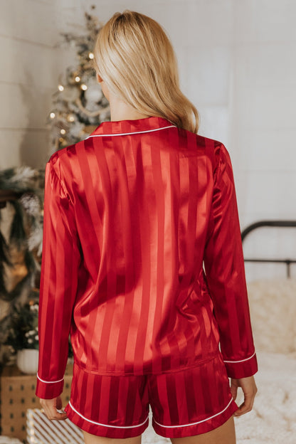 Dreamy Red Satin Two-Piece Pajama Set - Magnolia Boutique
