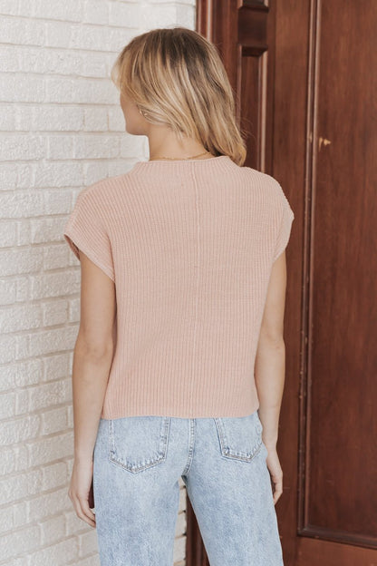 Dusty Pink Cotton Mock Neck Sweater - Magnolia Boutique