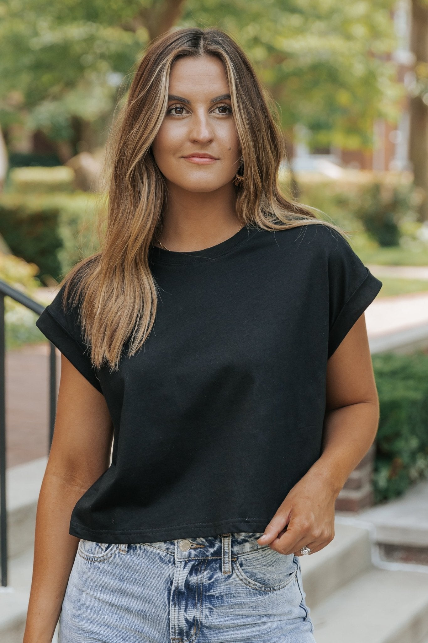 Editor's Choice Black Cotton Cuff Sleeve Top - FINAL SALE - Magnolia Boutique
