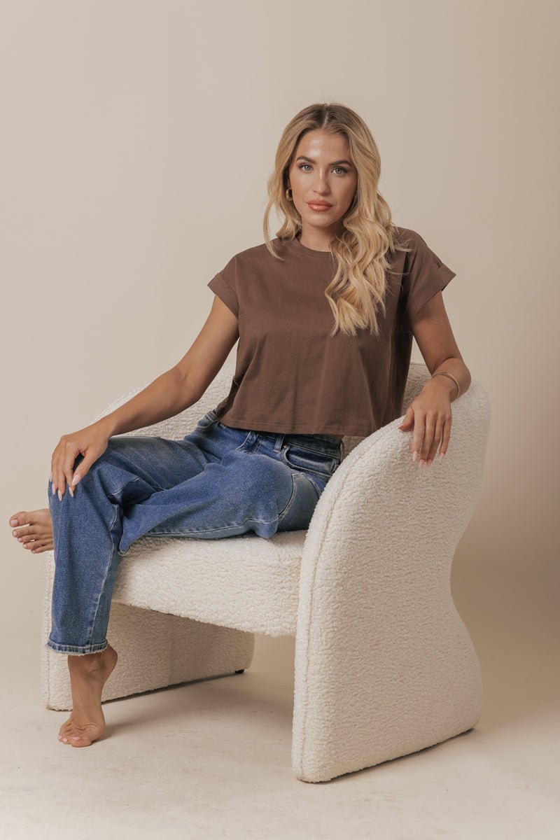 Editor's Choice Brown Cotton Cuff Sleeve Top - Magnolia Boutique