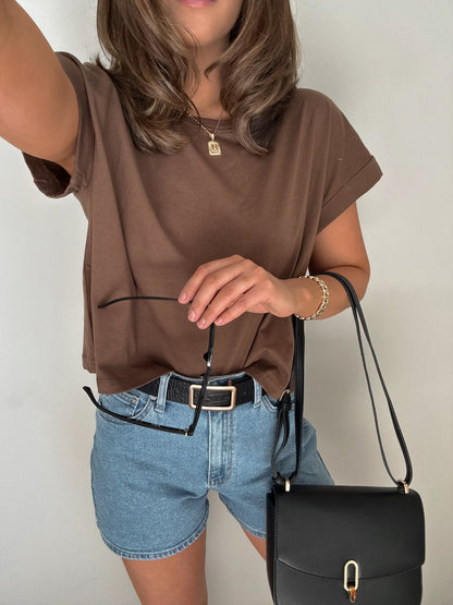 Editor's Choice Brown Cotton Cuff Sleeve Top - FINAL SALE - Magnolia Boutique