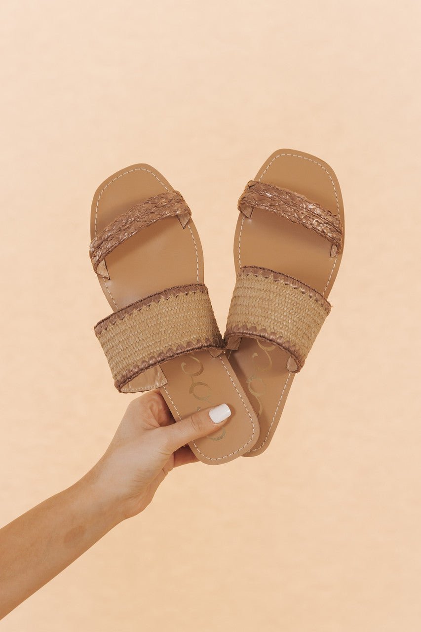 Ella Brown Threaded Slide Sandals - FINAL SALE - Magnolia Boutique