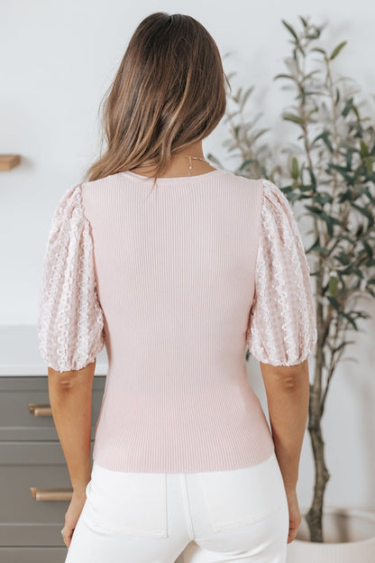 Estella Pink Embroidered Puff Sleeve Top - Magnolia Boutique