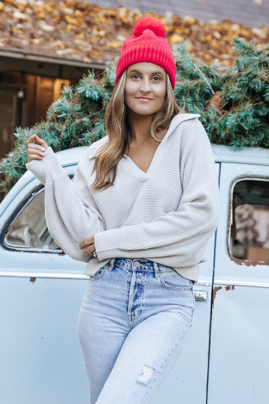 Even More Cozy Grey Ribbed Sweater - Magnolia Boutique