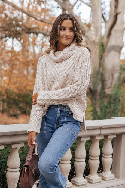 Everyday Neutral Cable Knit Turtleneck Sweater - Magnolia Boutique
