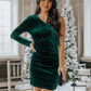 Festive Green Velvet One Shoulder Mini Dress - FINAL SALE - Magnolia Boutique