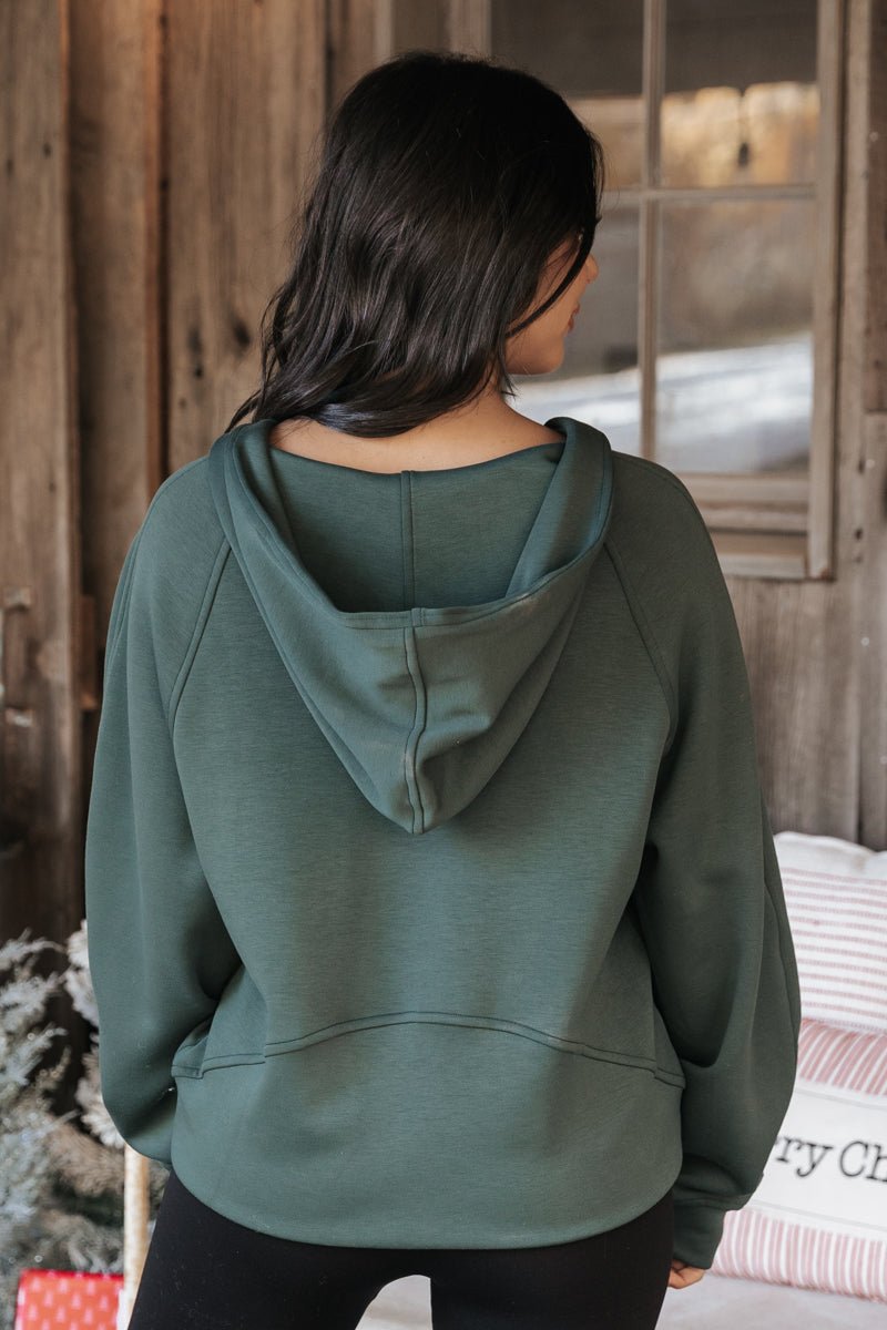 Forest Green Half Zip Up Hoodie Pullover | Magnolia Boutique