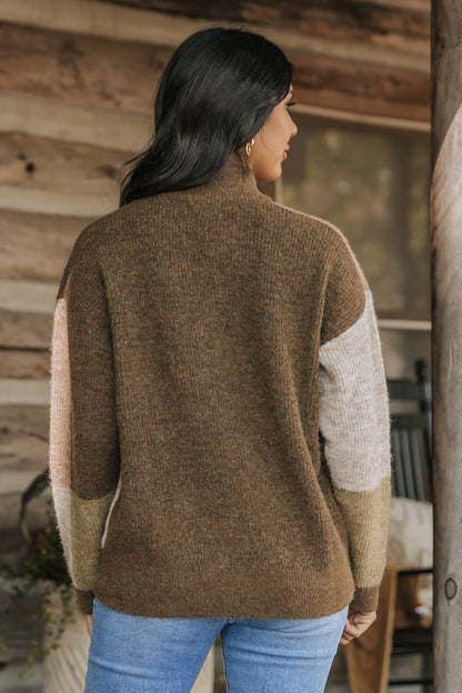 Forest Walk Color Block Turtleneck Sweater - Magnolia Boutique
