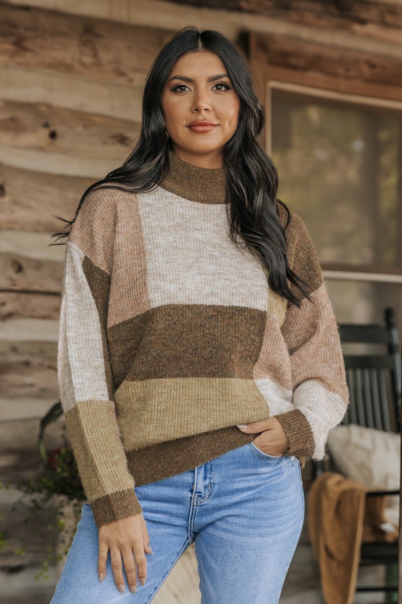 Forest Walk Color Block Turtleneck Sweater - Magnolia Boutique