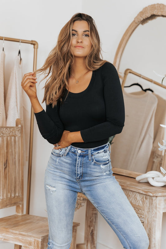Free People Black Must Have Scoop Layering Top - Magnolia Boutique