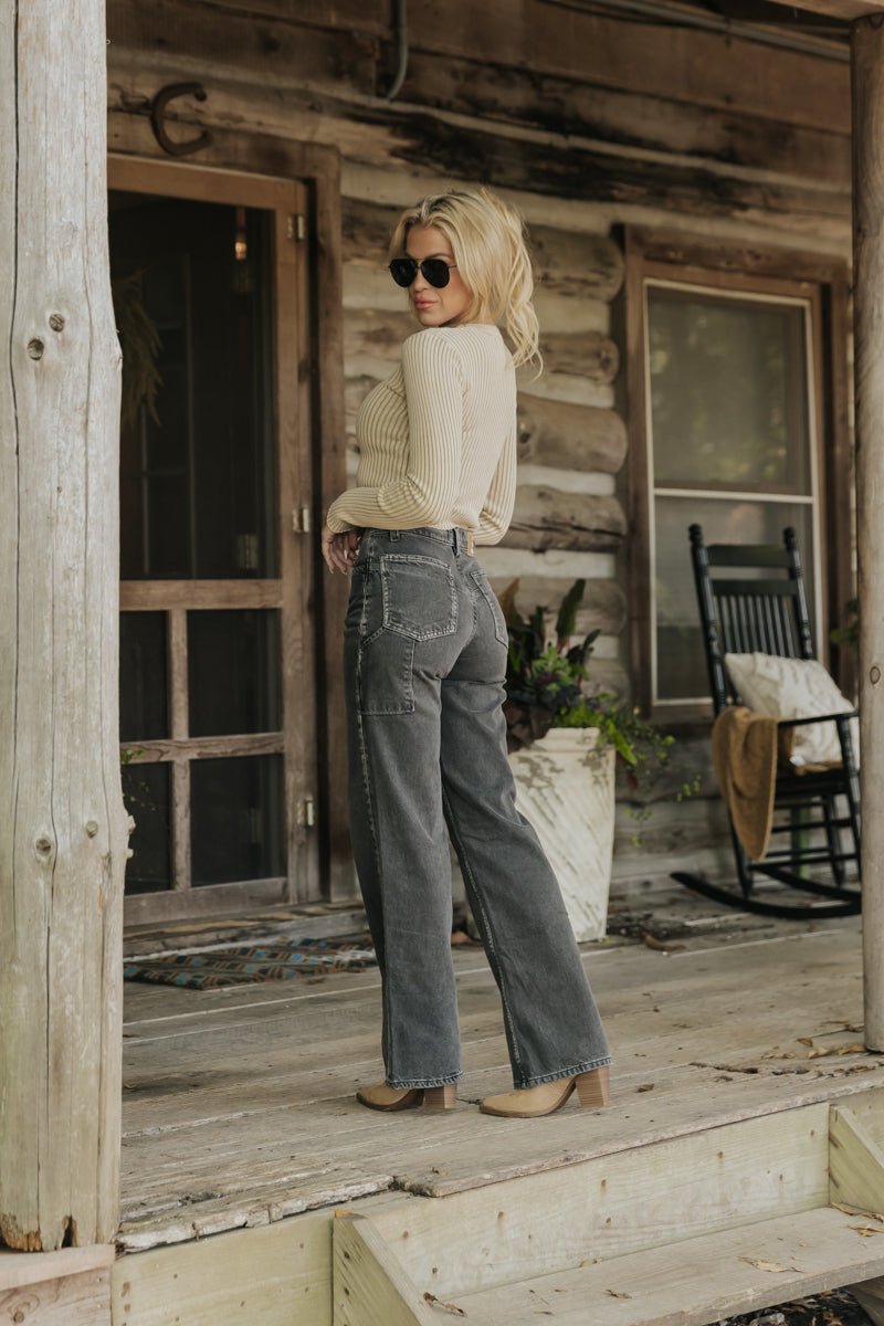 Free People Black Tinsley Baggy High Rise Jeans | Magnolia Boutique