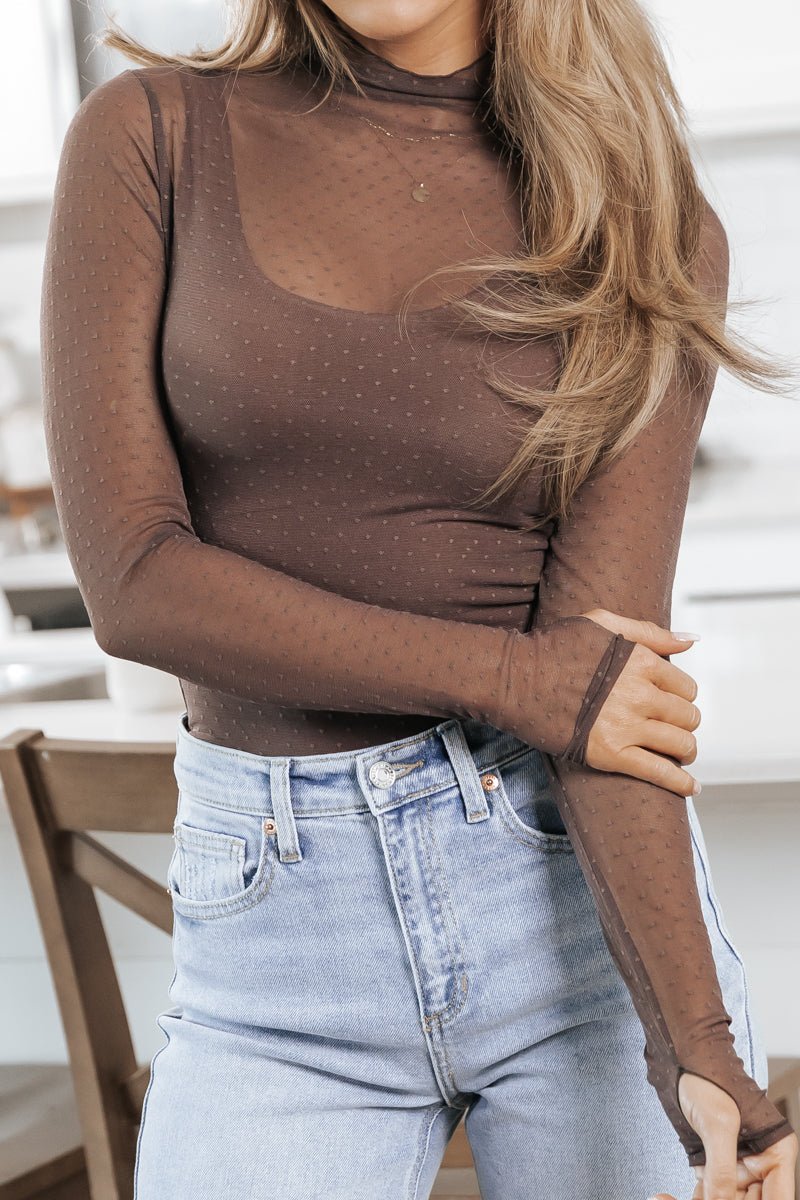 Free People Mink On The Dot Layering Top - Magnolia Boutique