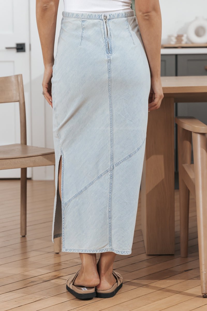 Women's Mid Blue High Waisted Mini Denim Skirt | JMOJO