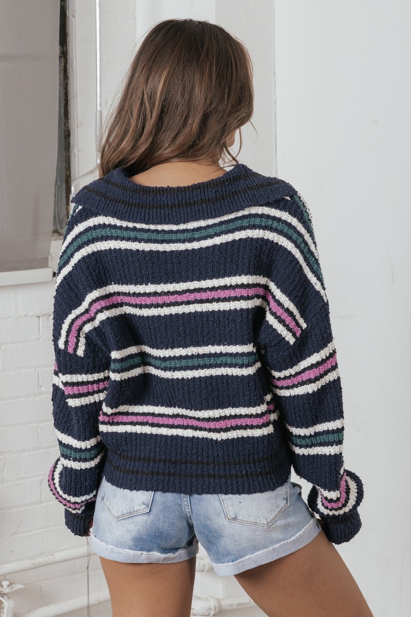 Free People Striped Kennedy Pullover Sweater - Magnolia Boutique