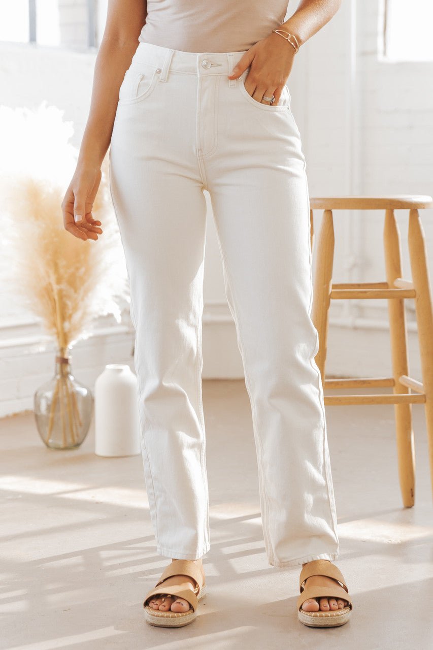 Free People White Pacifica Straight Leg Jeans - FINAL SALE - Magnolia Boutique