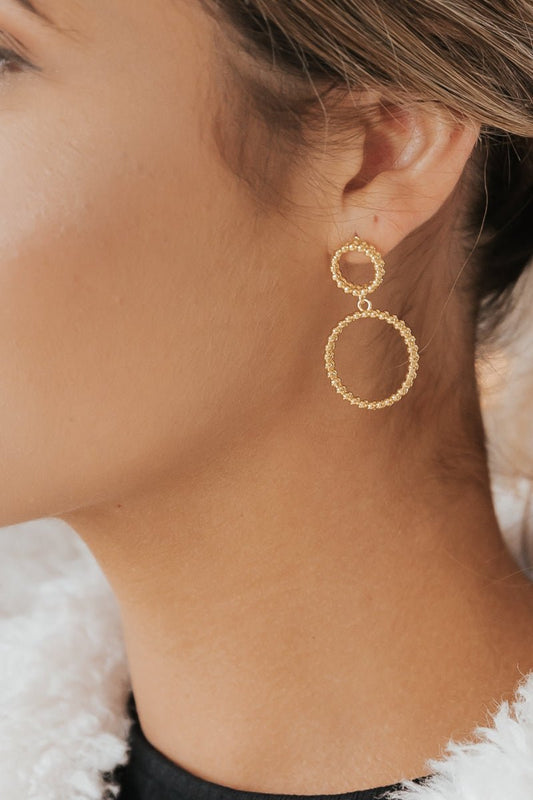 Gold Dipped Double Circle Dangle Earrings - Magnolia Boutique