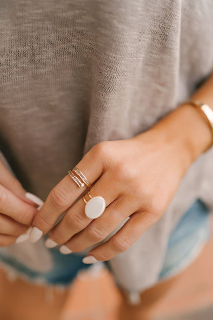 Gold Double Band Pearl Ring - Magnolia Boutique