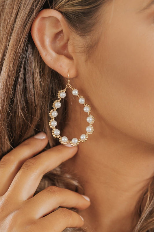 Gold Pearl Beaded Dangle Earrings - Magnolia Boutique
