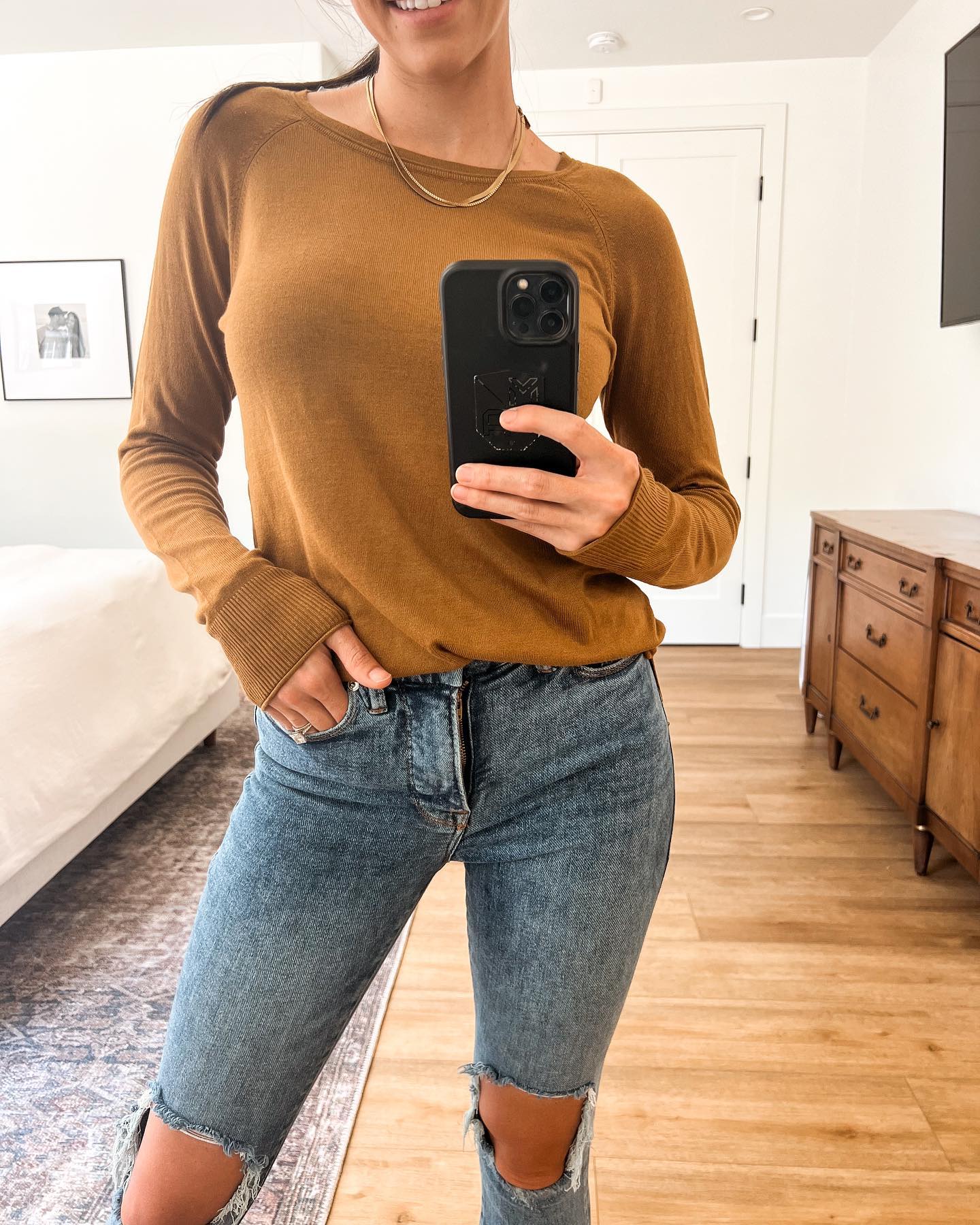 Golden Brown Long Sleeve Ribbed Top - Magnolia Boutique